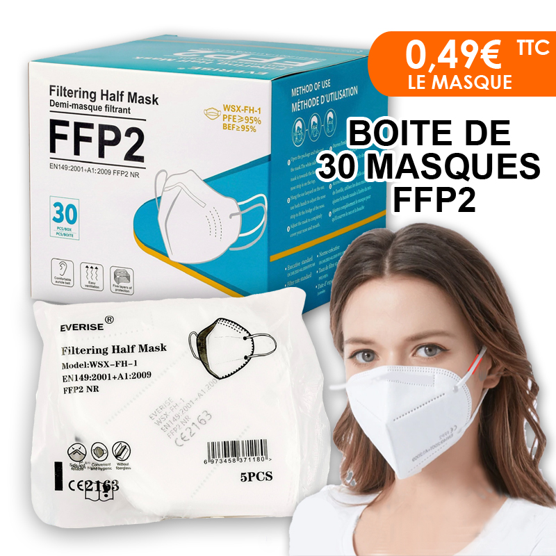 Masque FFP2 adulte K&H (facturé par boite de 20pcs)