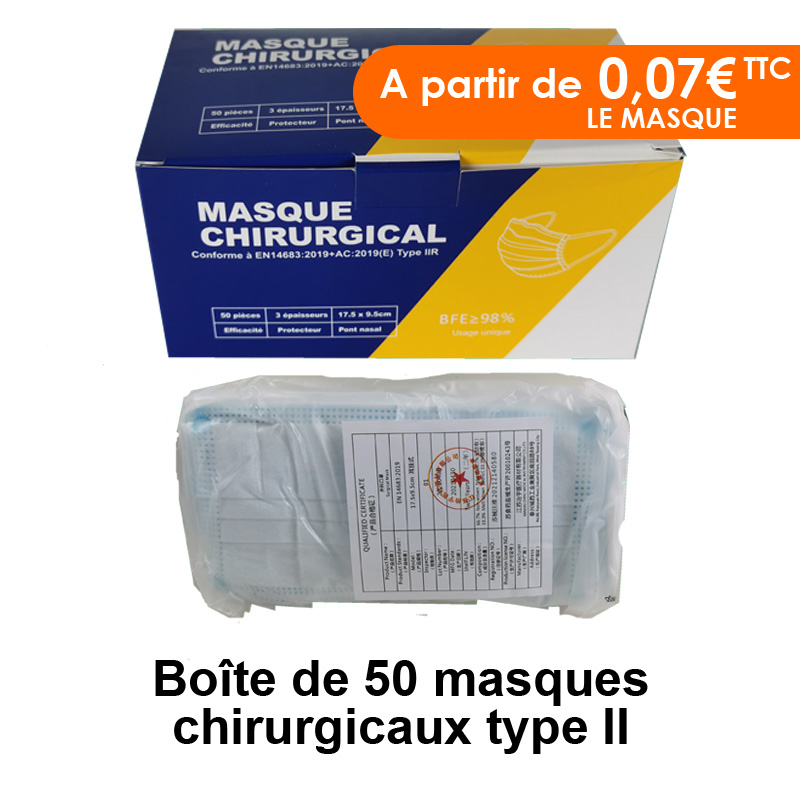 Apc Masques chirurgicaux noir adulte - Boîte de 50 - PurePara